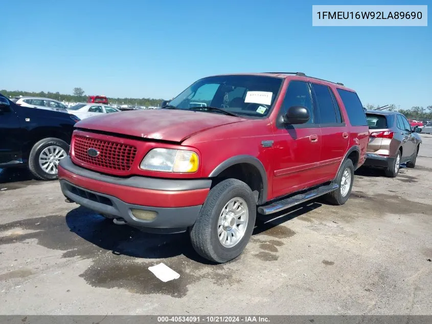 2002 Ford Expedition Xlt VIN: 1FMEU16W92LA89690 Lot: 40534091