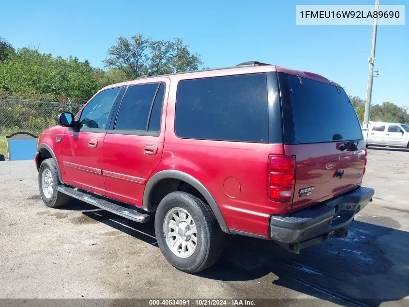 2002 Ford Expedition Xlt VIN: 1FMEU16W92LA89690 Lot: 40534091