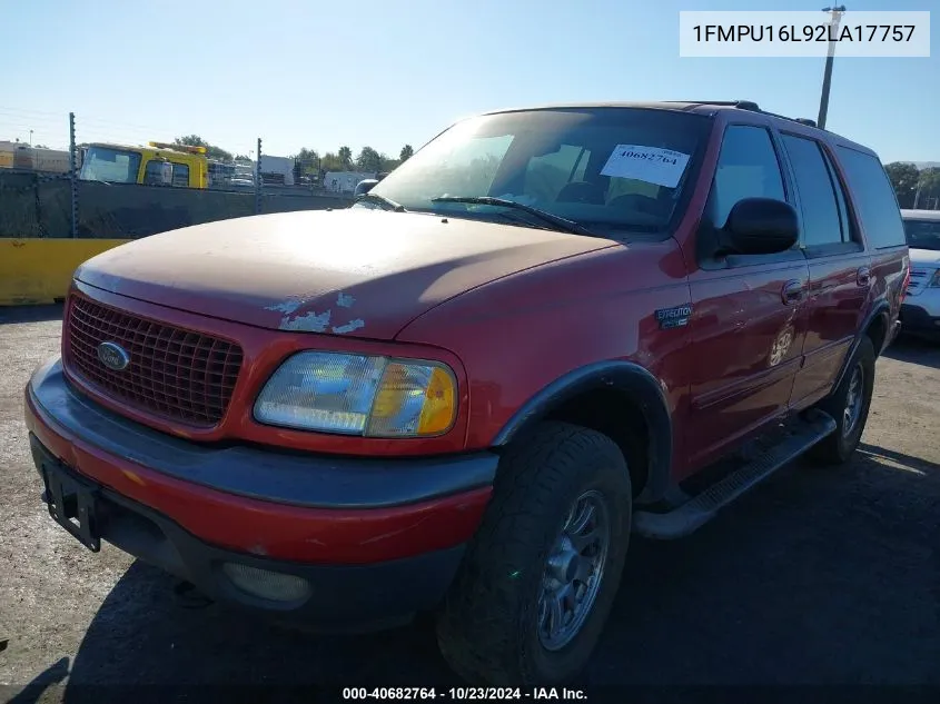 2002 Ford Expedition Xlt VIN: 1FMPU16L92LA17757 Lot: 40682764