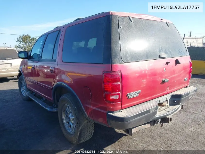 2002 Ford Expedition Xlt VIN: 1FMPU16L92LA17757 Lot: 40682764