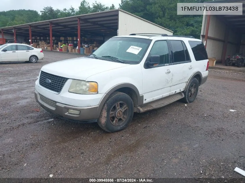 2003 Ford Expedition Eddie Bauer VIN: 1FMFU17L03LB73438 Lot: 39945556