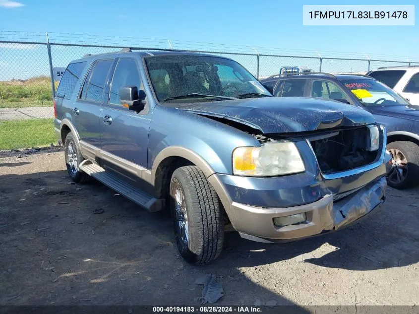 2003 Ford Expedition Eddie Bauer VIN: 1FMPU17L83LB91478 Lot: 40194183