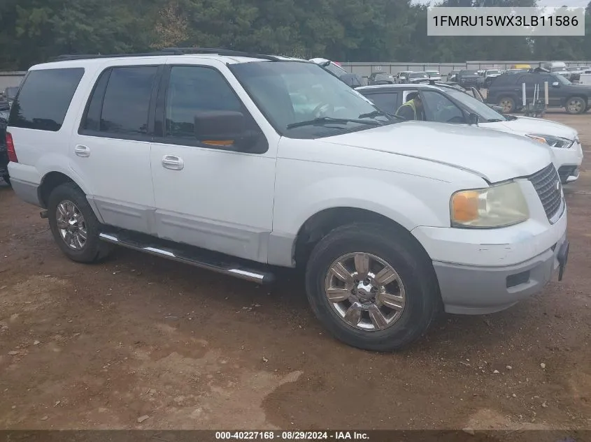 2003 Ford Expedition Xlt VIN: 1FMRU15WX3LB11586 Lot: 40227168