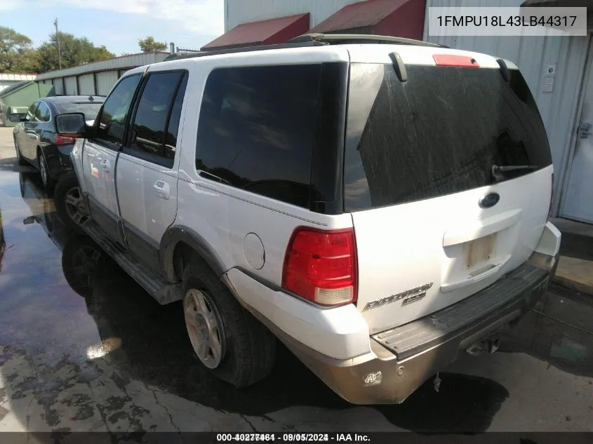 2003 Ford Expedition Eddie Bauer VIN: 1FMPU18L43LB44317 Lot: 40277461