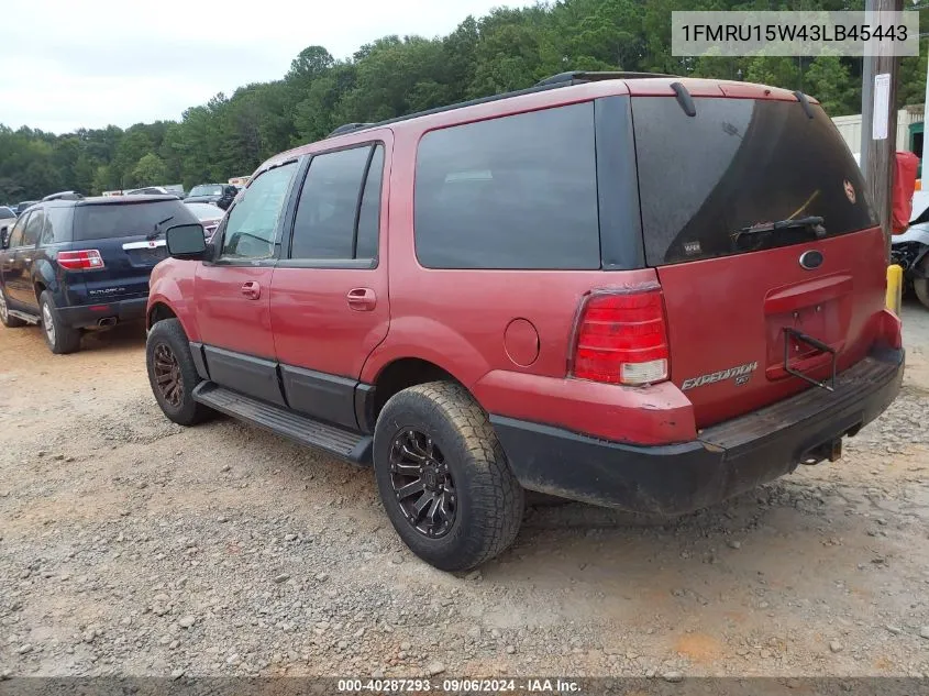 2003 Ford Expedition Xlt VIN: 1FMRU15W43LB45443 Lot: 40287293