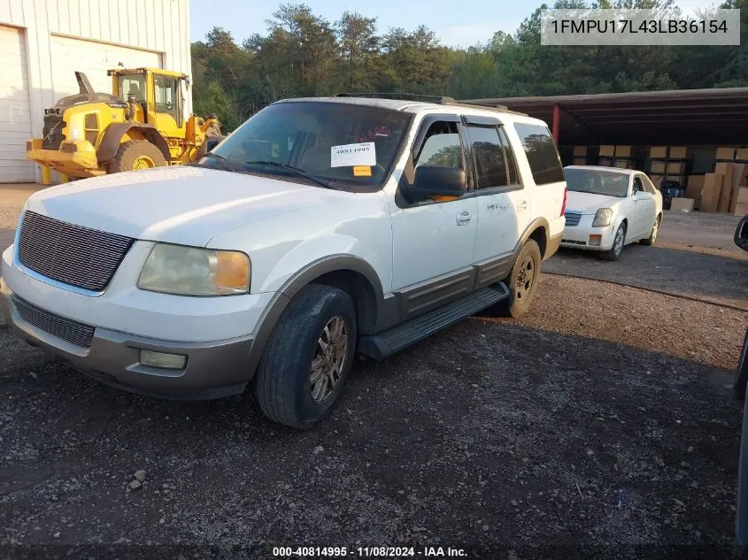 2003 Ford Expedition Eddie Bauer VIN: 1FMPU17L43LB36154 Lot: 40814995