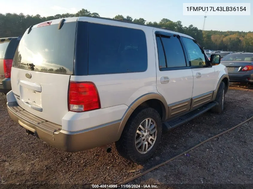 2003 Ford Expedition Eddie Bauer VIN: 1FMPU17L43LB36154 Lot: 40814995