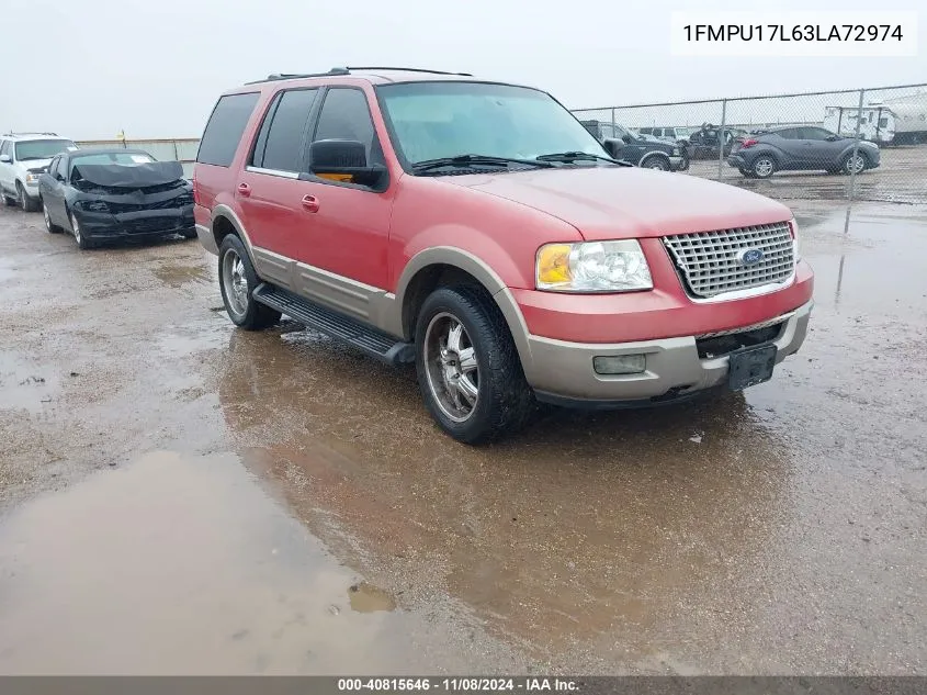 2003 Ford Expedition Eddie Bauer VIN: 1FMPU17L63LA72974 Lot: 40815646