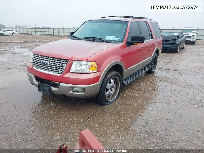 2003 Ford Expedition Eddie Bauer VIN: 1FMPU17L63LA72974 Lot: 40815646