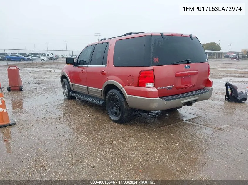 2003 Ford Expedition Eddie Bauer VIN: 1FMPU17L63LA72974 Lot: 40815646