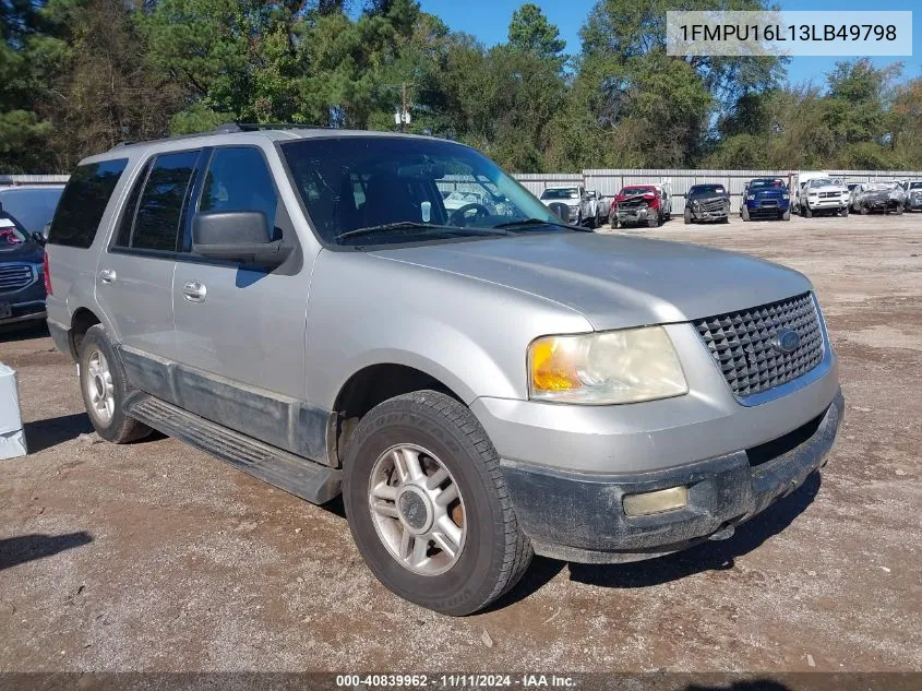 2003 Ford Expedition Xlt VIN: 1FMPU16L13LB49798 Lot: 40839962