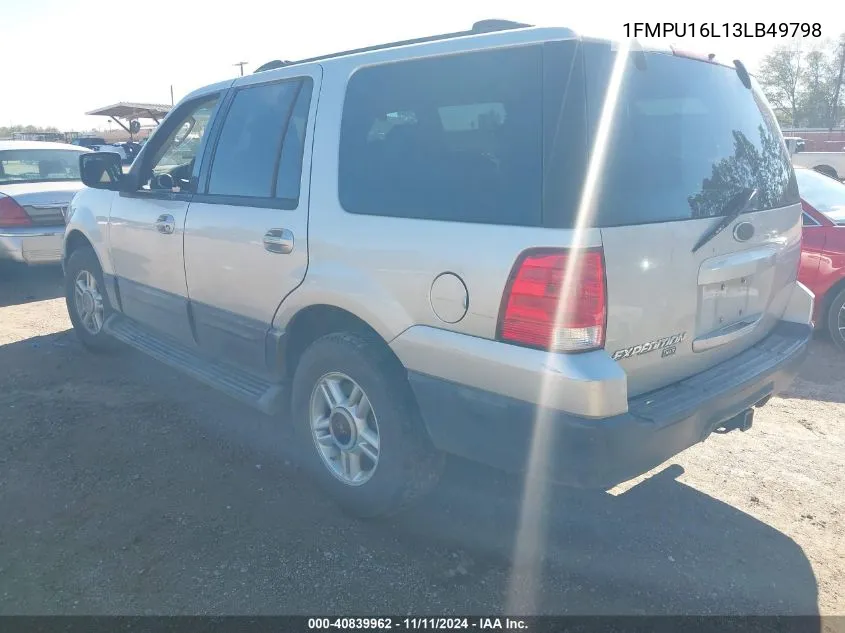 2003 Ford Expedition Xlt VIN: 1FMPU16L13LB49798 Lot: 40839962