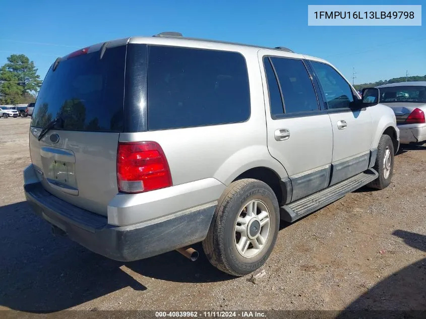 2003 Ford Expedition Xlt VIN: 1FMPU16L13LB49798 Lot: 40839962