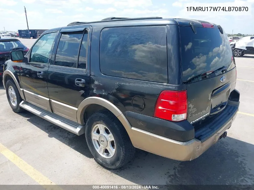 2004 Ford Expedition Eddie Bauer VIN: 1FMRU17W74LB70870 Lot: 40091416