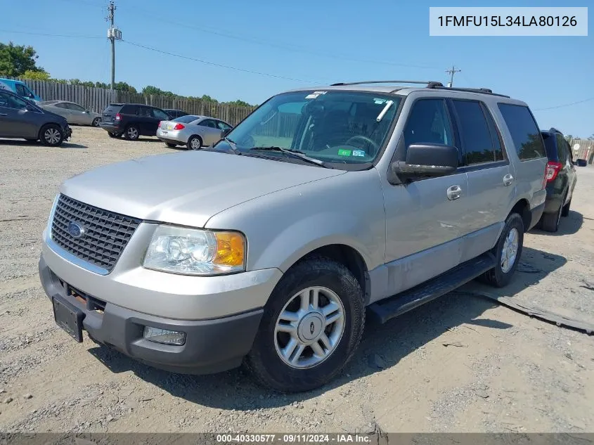 2004 Ford Expedition Xlt VIN: 1FMFU15L34LA80126 Lot: 40330577