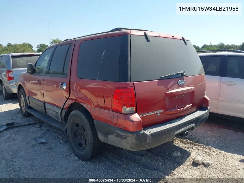 2004 Ford Expedition Xlt VIN: 1FMRU15W34LB21958 Lot: 40375434