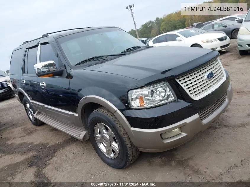 2004 Ford Expedition Eddie Bauer VIN: 1FMPU17L94LB81916 Lot: 40727673