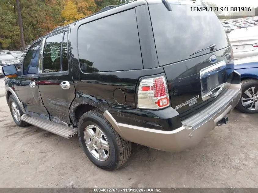 2004 Ford Expedition Eddie Bauer VIN: 1FMPU17L94LB81916 Lot: 40727673