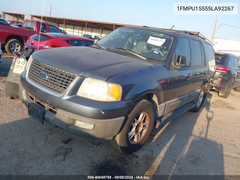 2005 Ford Expedition Xlt VIN: 1FMPU15555LA92267 Lot: 40049759