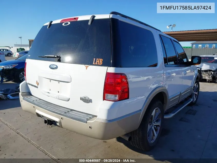 2005 Ford Expedition Eddie Bauer/King Ranch VIN: 1FMFU17585LA97424 Lot: 40440887