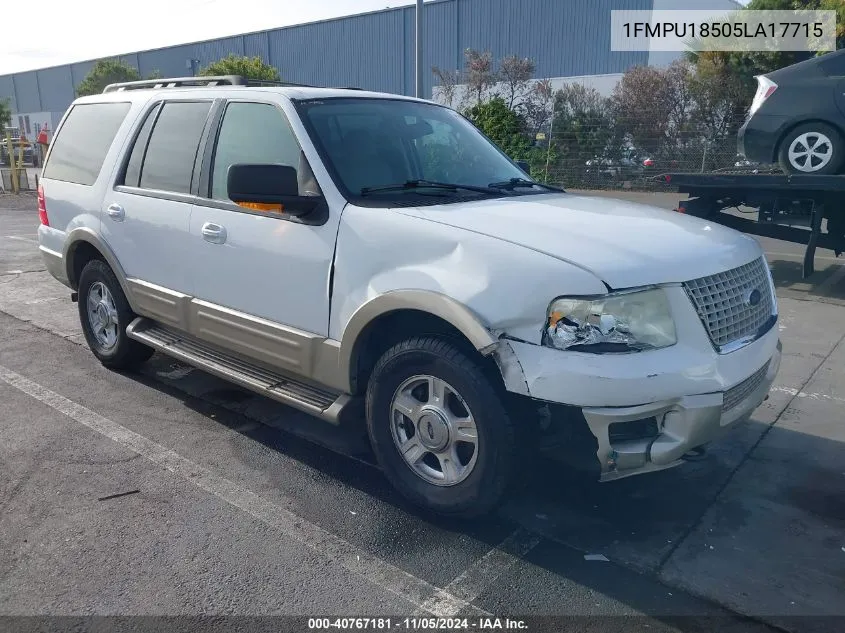 2005 Ford Expedition Eddie Bauer/King Ranch VIN: 1FMPU18505LA17715 Lot: 40767181