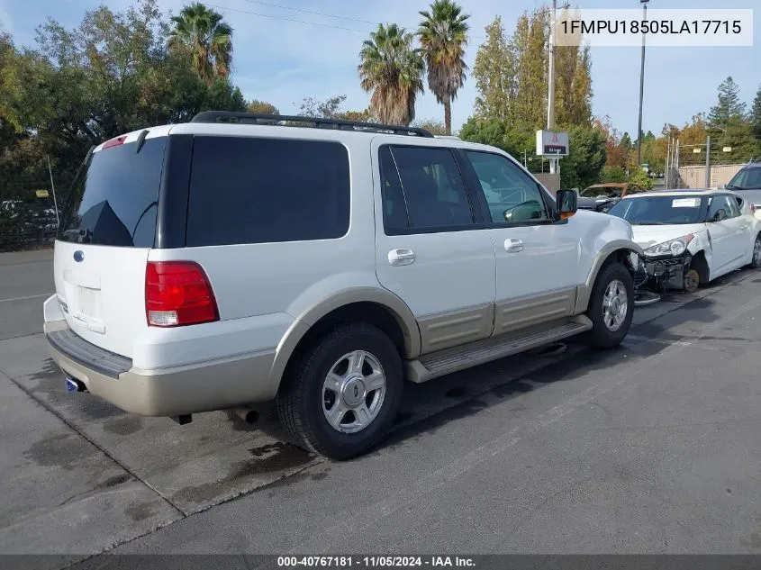 2005 Ford Expedition Eddie Bauer/King Ranch VIN: 1FMPU18505LA17715 Lot: 40767181