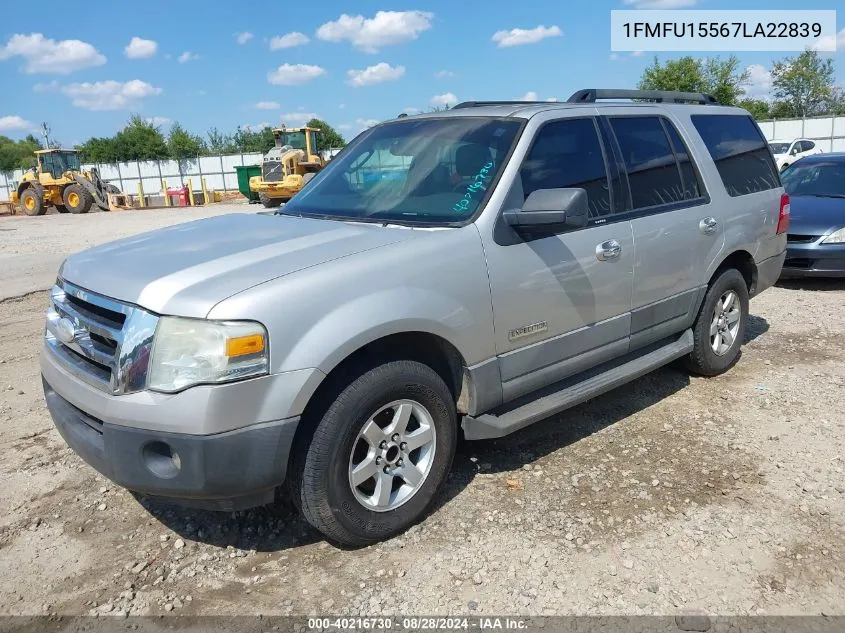 2007 Ford Expedition Xlt VIN: 1FMFU15567LA22839 Lot: 40216730