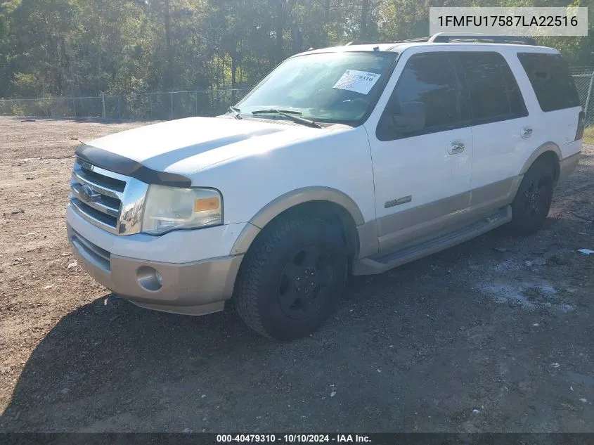 2007 Ford Expedition Eddie Bauer VIN: 1FMFU17587LA22516 Lot: 40479310