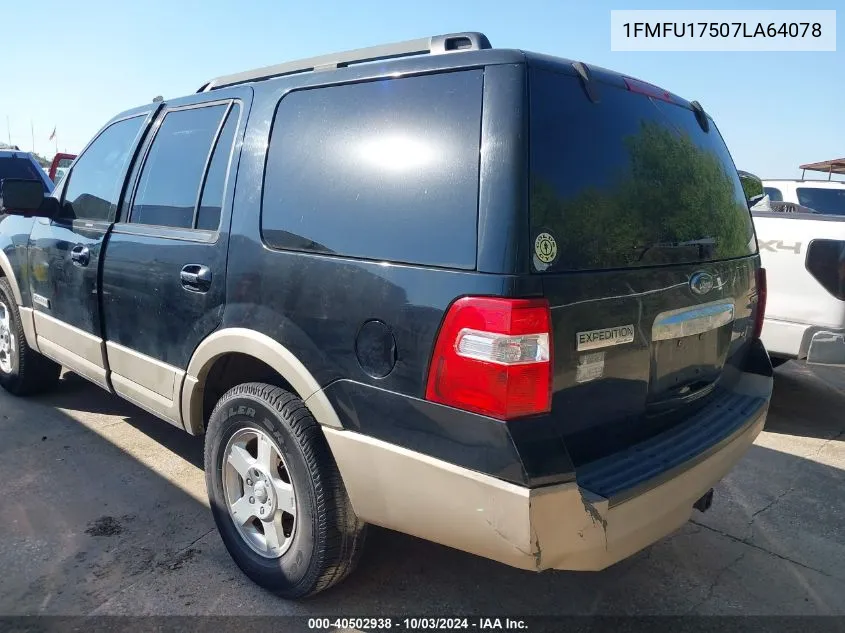 2007 Ford Expedition Eddie Bauer VIN: 1FMFU17507LA64078 Lot: 40502938