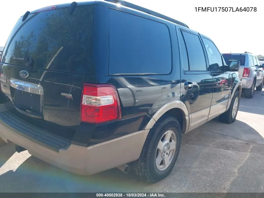 2007 Ford Expedition Eddie Bauer VIN: 1FMFU17507LA64078 Lot: 40502938