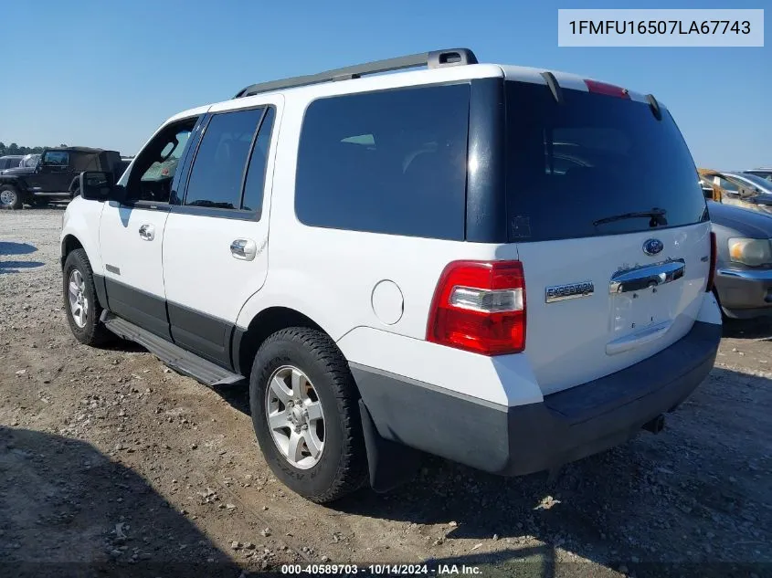 2007 Ford Expedition Xlt VIN: 1FMFU16507LA67743 Lot: 40589703