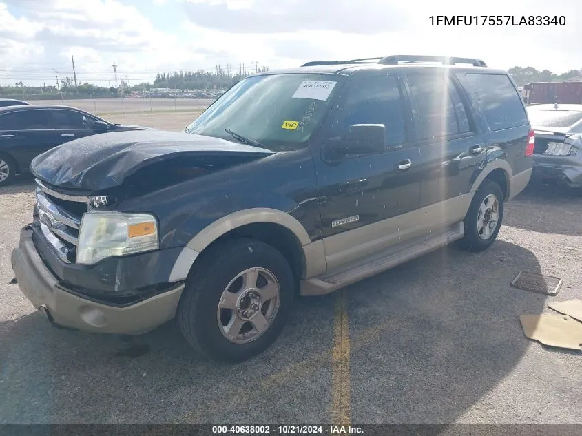 2007 Ford Expedition Eddie Bauer VIN: 1FMFU17557LA83340 Lot: 40638002