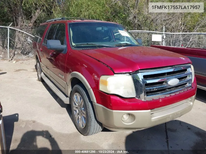 2007 Ford Expedition El Eddie Bauer VIN: 1FMFK17557LA17957 Lot: 40681295