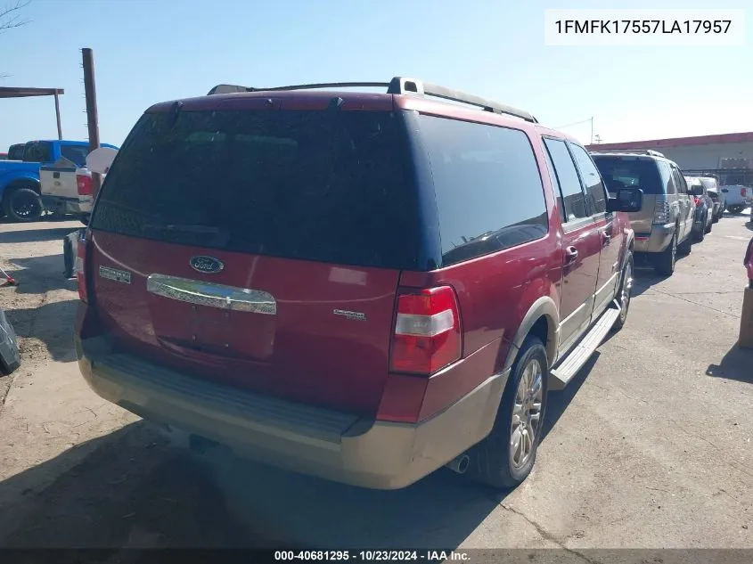 2007 Ford Expedition El Eddie Bauer VIN: 1FMFK17557LA17957 Lot: 40681295