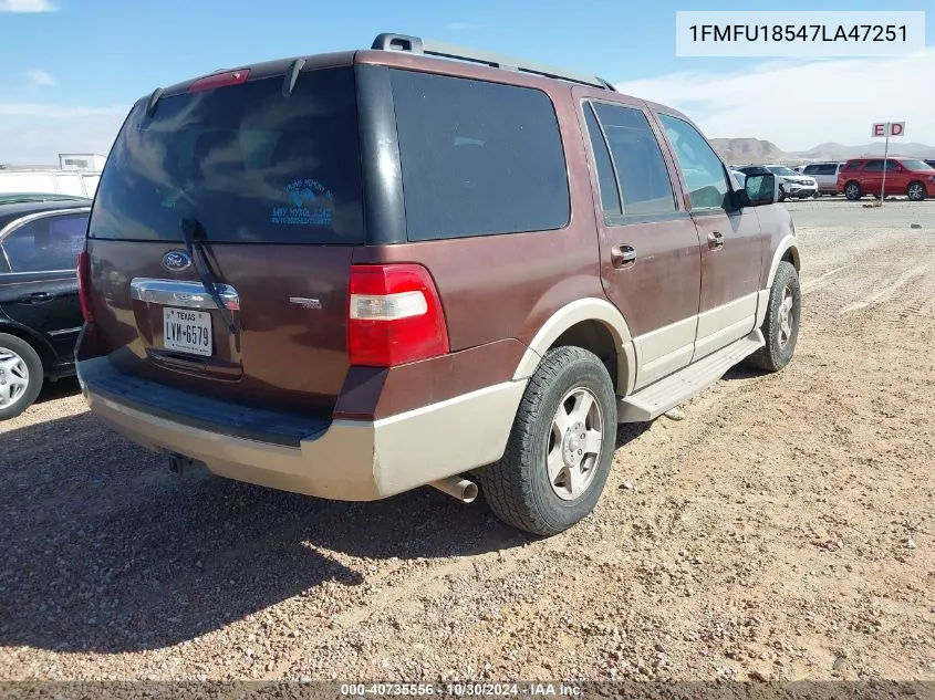 2007 Ford Expedition Eddie Bauer VIN: 1FMFU18547LA47251 Lot: 40735556