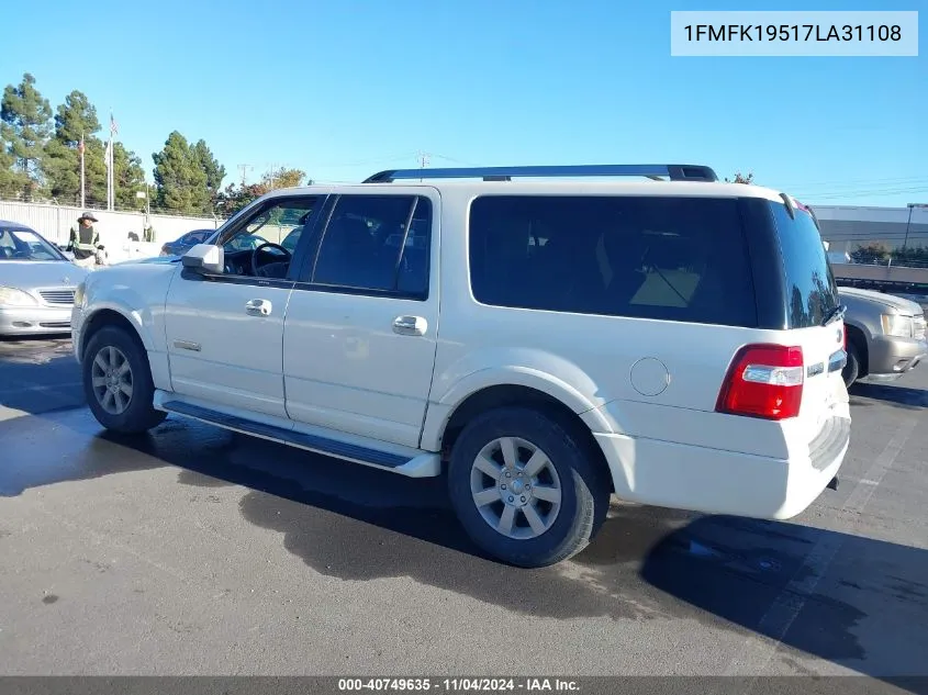 2007 Ford Expedition El Limited VIN: 1FMFK19517LA31108 Lot: 40749635