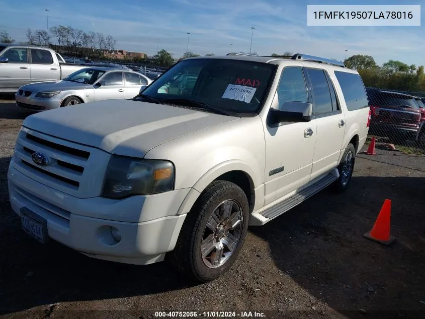 2007 Ford Expedition El Limited VIN: 1FMFK19507LA78016 Lot: 40752056