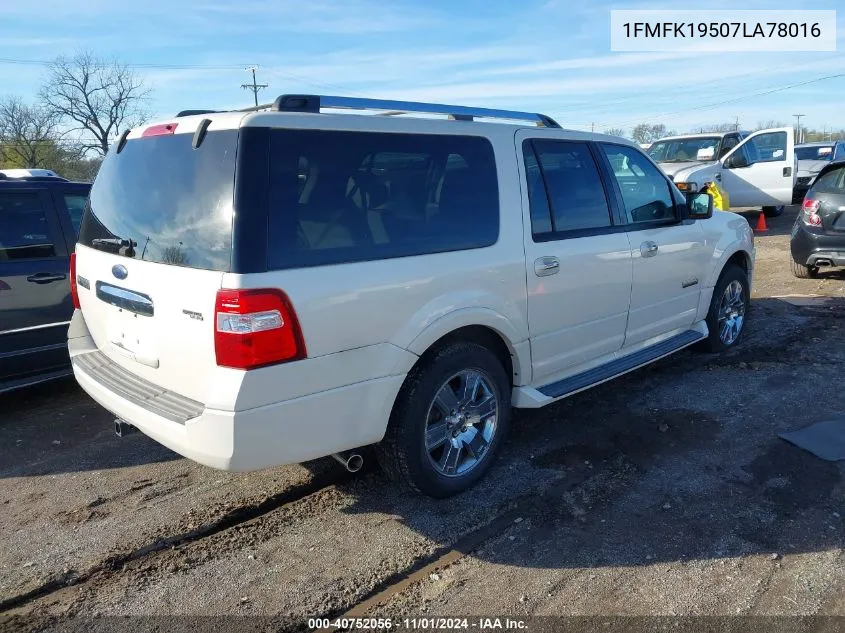 2007 Ford Expedition El Limited VIN: 1FMFK19507LA78016 Lot: 40752056