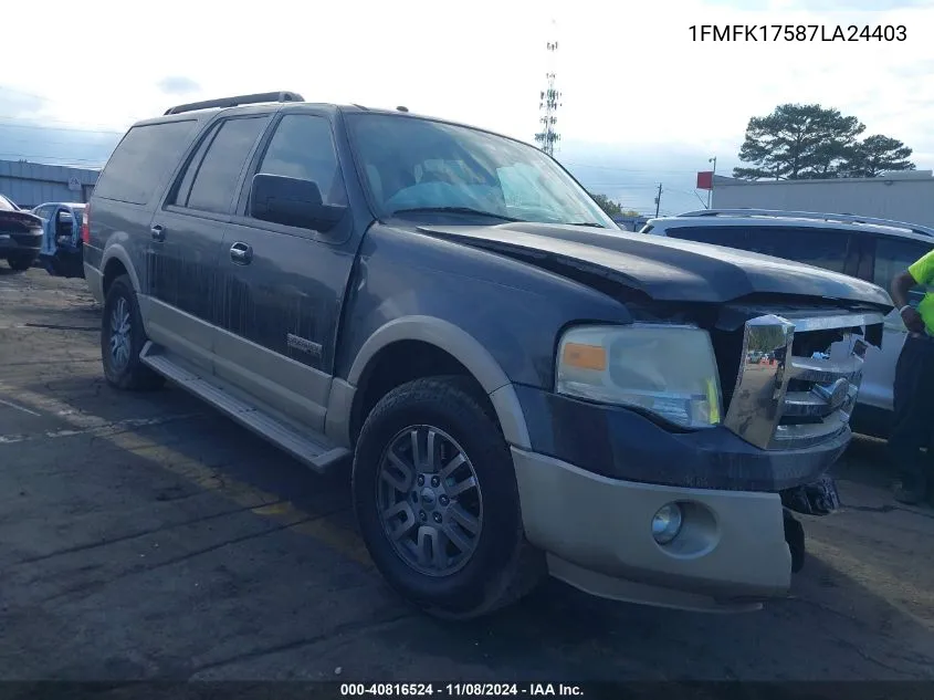 2007 Ford Expedition El Eddie Bauer VIN: 1FMFK17587LA24403 Lot: 40816524