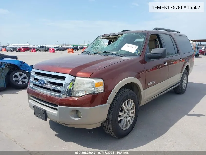 2008 Ford Expedition El Eddie Bauer/King Ranch VIN: 1FMFK17578LA15502 Lot: 39875647