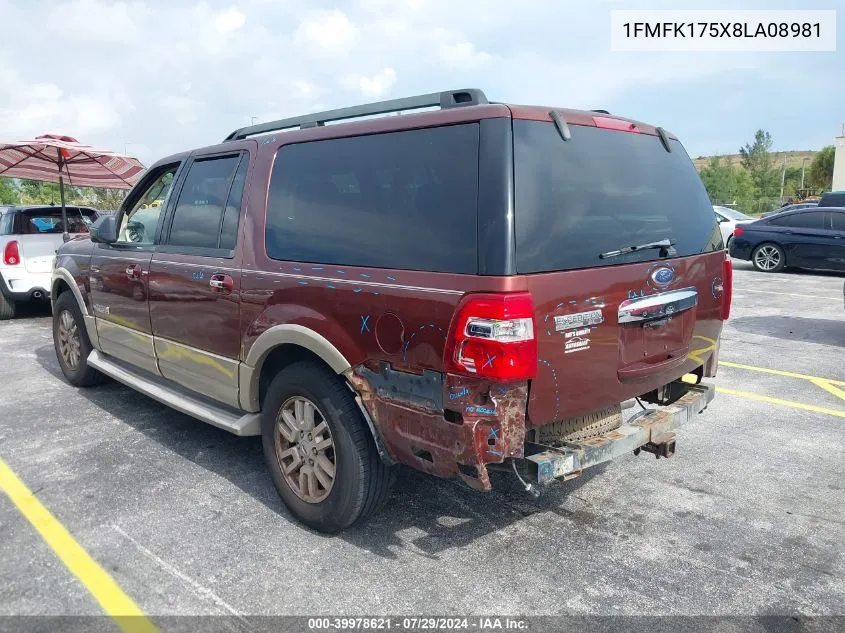 2008 Ford Expedition El Eddie Bauer/King Ranch VIN: 1FMFK175X8LA08981 Lot: 39978621