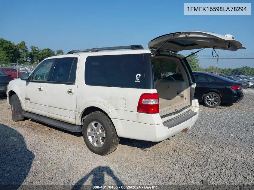 2008 Ford Expedition El Xlt VIN: 1FMFK16598LA78294 Lot: 40178465