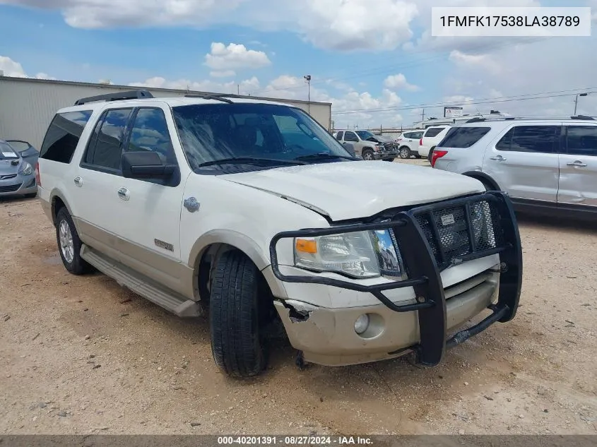 2008 Ford Expedition El Eddie Bauer/King Ranch VIN: 1FMFK17538LA38789 Lot: 40201391