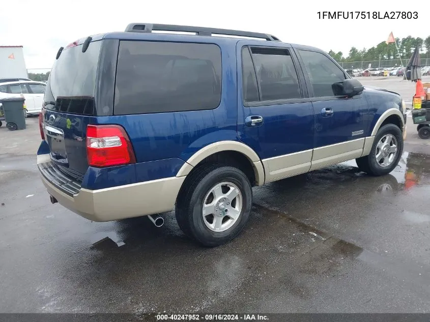 2008 Ford Expedition Eddie Bauer/King Ranch VIN: 1FMFU17518LA27803 Lot: 40247952