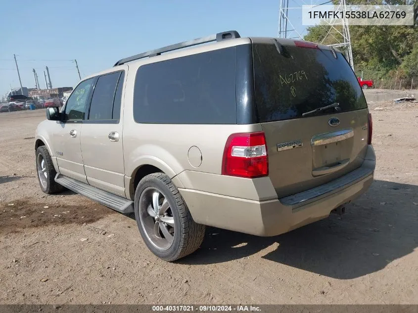 2008 Ford Expedition El Xlt VIN: 1FMFK15538LA62769 Lot: 40317021