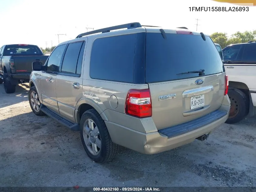 2008 Ford Expedition Xlt VIN: 1FMFU15588LA26893 Lot: 40432160