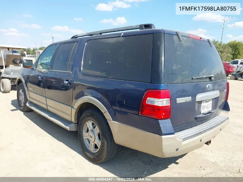 2008 Ford Expedition El Eddie Bauer/King Ranch VIN: 1FMFK17598LA80755 Lot: 40504247