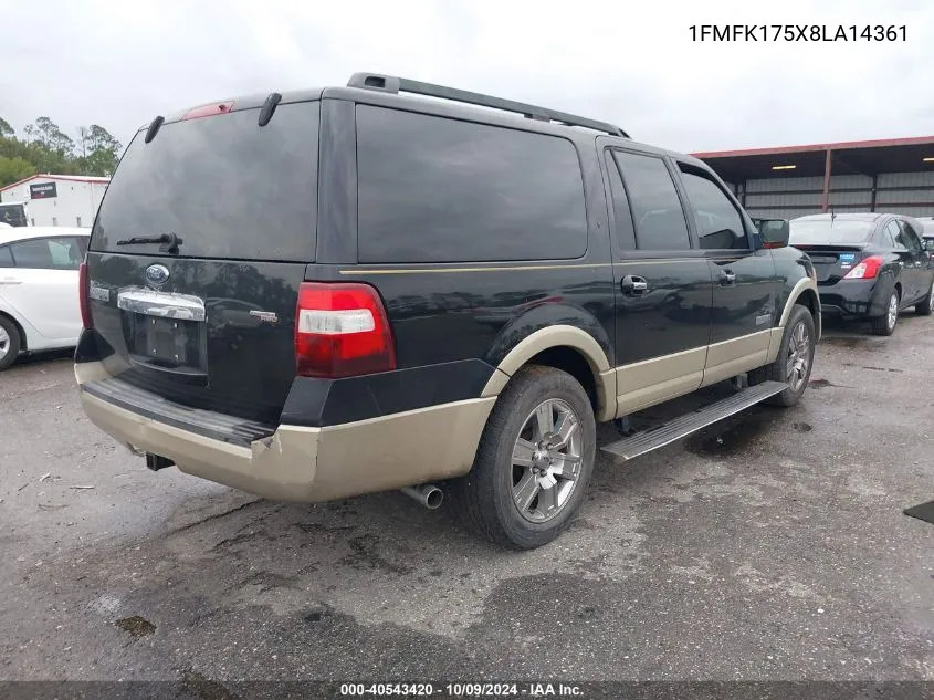 2008 Ford Expedition El El Eddie Bauer VIN: 1FMFK175X8LA14361 Lot: 40543420