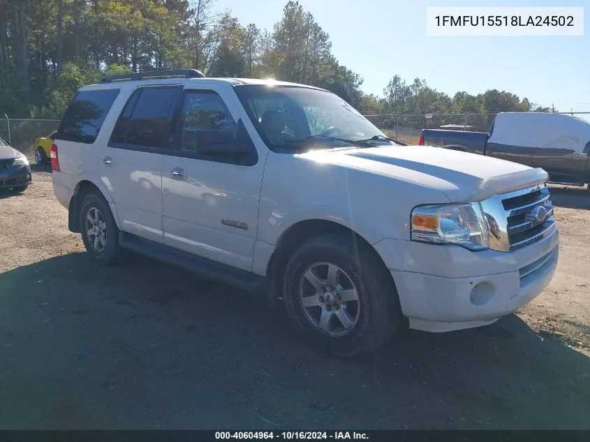 2008 Ford Expedition Xlt VIN: 1FMFU15518LA24502 Lot: 40604964