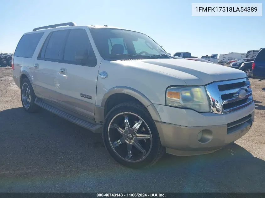 2008 Ford Expedition El Eddie Bauer/King Ranch VIN: 1FMFK17518LA54389 Lot: 40743143